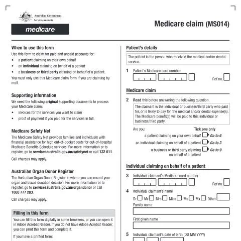 Document preview: Essential Guide to Completing Medicare Claim Form MS014 — Health (CERFA n°MS014)
