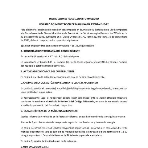 Vista previa del documento Guía Completa para el Formulario F-16-22 de Importación de Maquinaria — Impuestos (CERFA n°F-16)