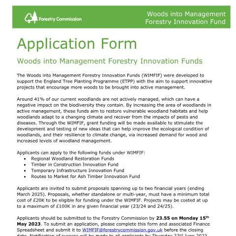 Document preview: Navigating the WIMFIF Application Form for 2023 — Government & admin