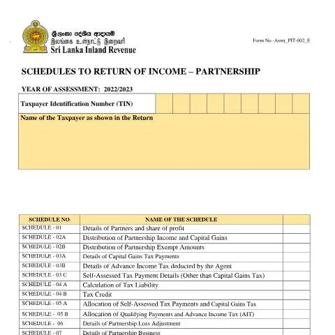Document preview: Understanding the Partnership Income Return Schedule — Taxes (CERFA n°Asmt_PIT_002_2022)