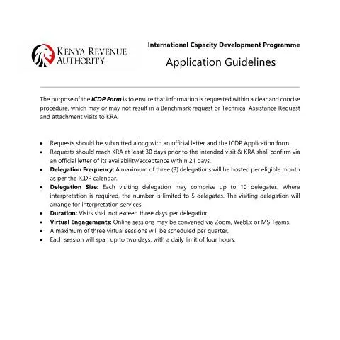 Document preview: Understanding the KRA ICDP Application Process for 2026 — Government & admin (KRA-ICDP-Application-Form-Feb-2026)