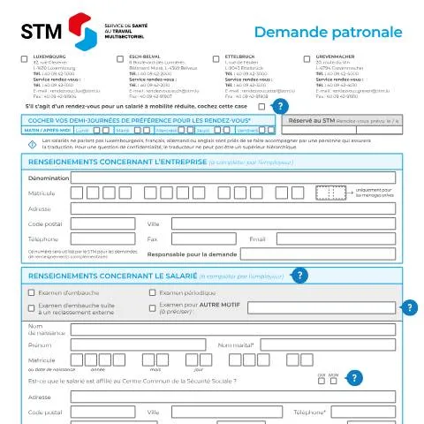 Aperçu du document Importance de la demande d’examen médical au Luxembourg — Santé (CERFA n°demande-patronale-fr_0)