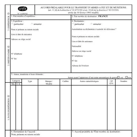 Aperçu du document Formulaire 11290*02 : autorisation de cession d'armes entre — Démarches administratives (CERFA n°11290*02)