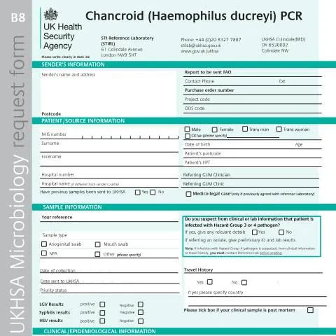 Document preview: Understanding the B8: Chancroid Molecular Request Form — Health
