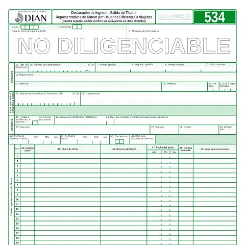 Vista previa del documento Formulario F534-2007: Declaración de dinero en Colombia — Impuestos (CERFA n°F534-2007)
