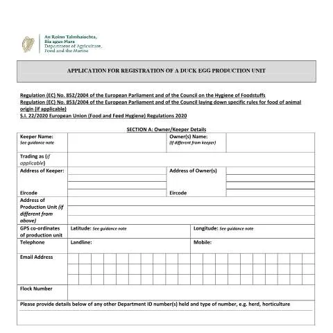 Document preview: Understanding Duck Egg Production Unit Registration in Ireland — Government & admin