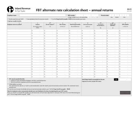 Document preview: Navigating the IR419 2026 Form for Employers in NZ — Taxes (CERFA n°IR419)