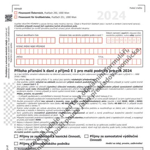 Dokumentvorschau: Wichtige Informationen zum E1a-K-CZ Formular für 2024 — Steuern (CERFA n°E1a-K-CZ)