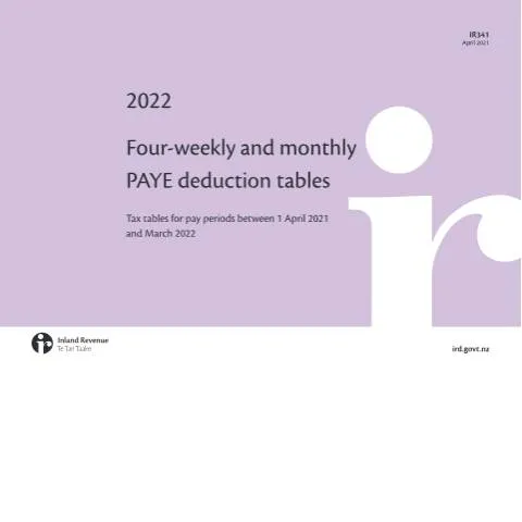 Document preview: Navigating New Zealand's PAYE Deduction Tables Effectively — Taxes (CERFA n°IR341)