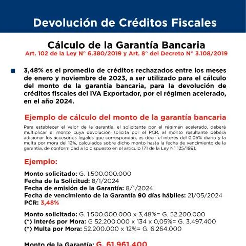 Vista previa del documento Cálculo de Garantía Bancaria para Créditos Fiscales Diciembre 2023 — Impuestos
