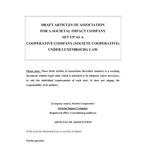 Aperçu du document L'importance des statuts-types pour les SCOP SIS au Luxembourg — Démarches administratives (CERFA n°statuts-types-cooperative-sis)