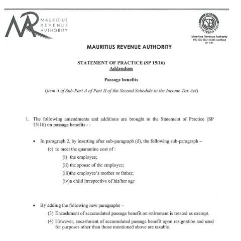 Document preview: Exploring the Addendum on Passage Benefits in Mauritius — Government & admin (AddendumPassageBenefits)