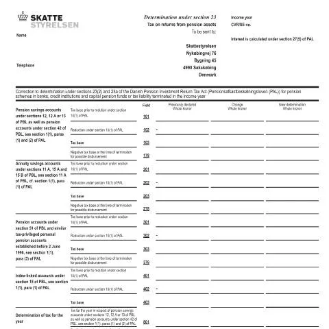 Document preview: Vejledning om korrektion af skattefastsættelse for pensionsbeskatning — Skatter & skat (CERFA n°07.073)