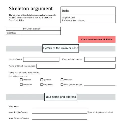 Document preview: The Importance of Skeleton Argument Form N163 in Appeals — Legal & justice