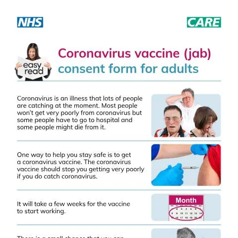 Document preview: Understanding the Easy-Read Consent Form for COVID-19 Vaccination — Health
