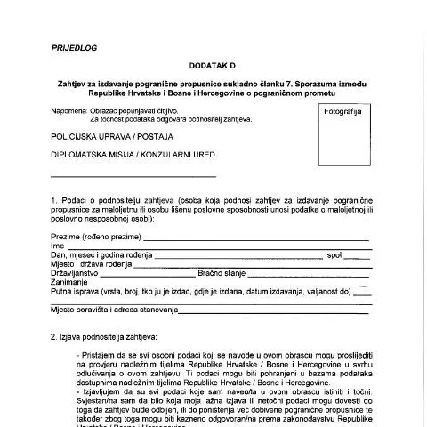 Document preview: Važne informacije o pograničnoj propusnici — Administrativni postupci (CERFA n°ZAHTJEV ZA IZDAVANJE POGRANICNE PROPUSNI)