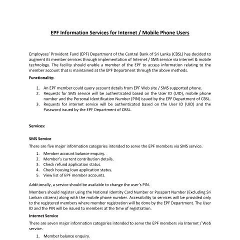 Document preview: Comprehensive Guide to EPF Internet and Mobile Services — Government & admin