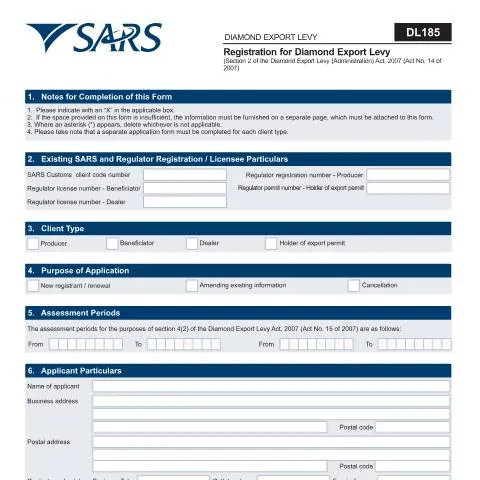 Document preview: Understanding the DL 185 Form for Diamond Export Levy — Taxes (CERFA n°DL 185)