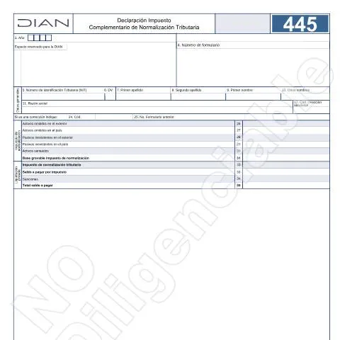 Vista previa del documento Declaración del Impuesto Complementario en Colombia 2026 — Impuestos (CERFA n°F445-2026)