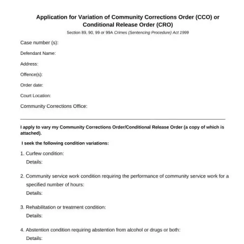 Document preview: How to Apply for a Variation of Your CCO or CRO in NSW — Legal & justice