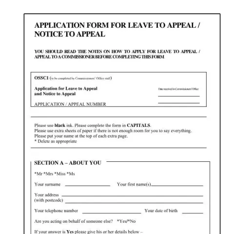 Document preview: Guide to OSSC 1: Leave to Appeal or Notice to Appeal in Northern — Legal & justice (OSSC 1)