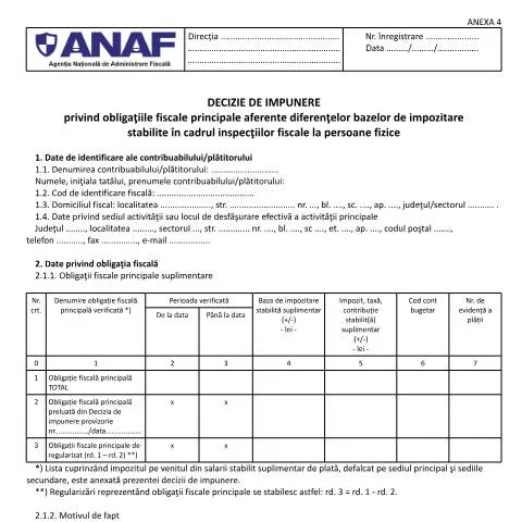 Document preview: Înțelegerea Deciziei de Impunere OPANAF 3771/2015 — Impozite & fiscalitate (CERFA n°A4_OPANAF_3771_2015)