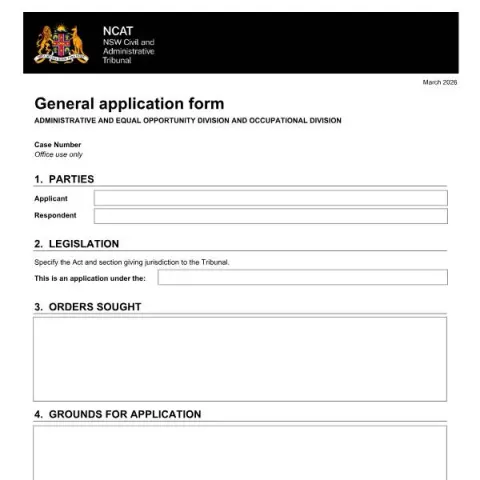Document preview: Understanding the NSW NCAT General Application Form — Legal & justice