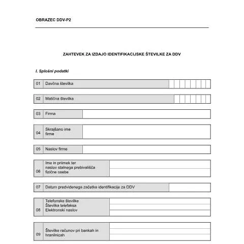Document preview: Kako izpolniti obrazec DDV-P2 za DDV številko — Davki & obdavčitev (CERFA n°DDV-P2)