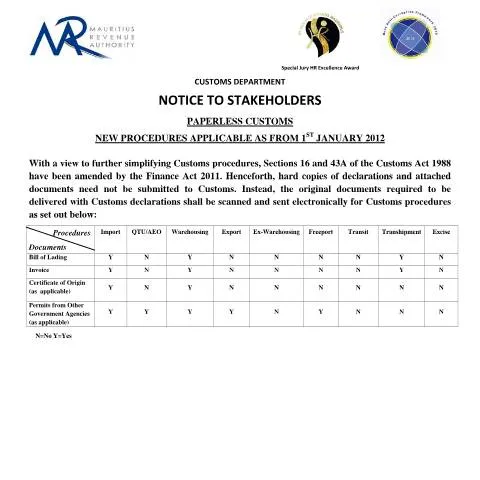 Document preview: Transforming Customs Procedures in Mauritius with Digital Solutions — Government & admin (NoticePaperlessCustoms)