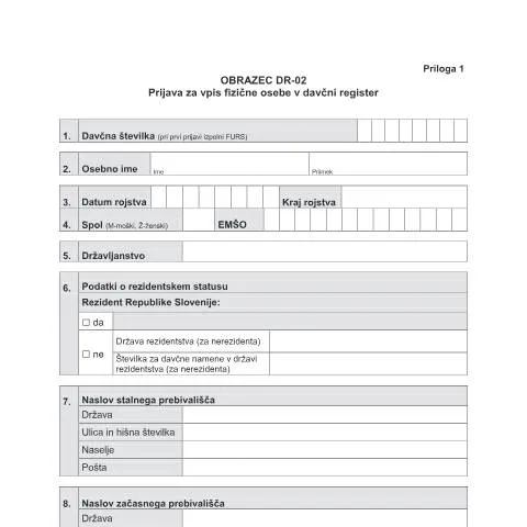 Document preview: Kako pravilno izpolniti obrazec DR-02 za davčni register? — Davki & obdavčitev (CERFA n°DR-02)