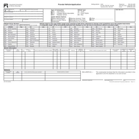 Document preview: Understanding the Prorate Vehicle Application (MV1510V) for ICBC — Vehicle & driving (MV1510V)