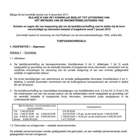 Aperçu du document Comprendre les Règles du Précompte Professionnel en 2012 — Impôts & fiscalité (CERFA n°Regels 2012)