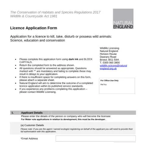 Document preview: UK Protected Species Licensing: Research and Conservation Guide — Government & admin