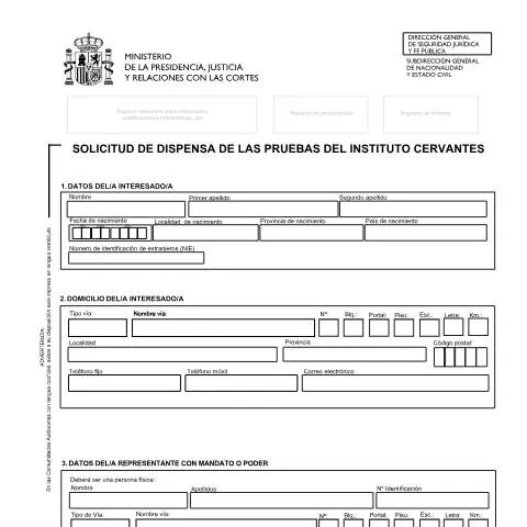 Vista previa del documento Guía para la solicitud de dispensa de pruebas del Instituto Cervantes — Trámites administrativos