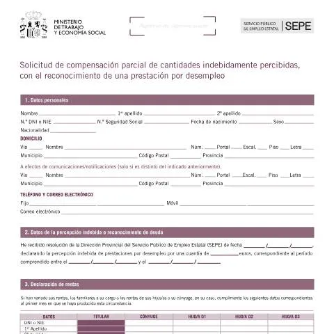 Vista previa del documento Solicitud de Compensación Parcial de Deuda por Desempleo — Impuestos