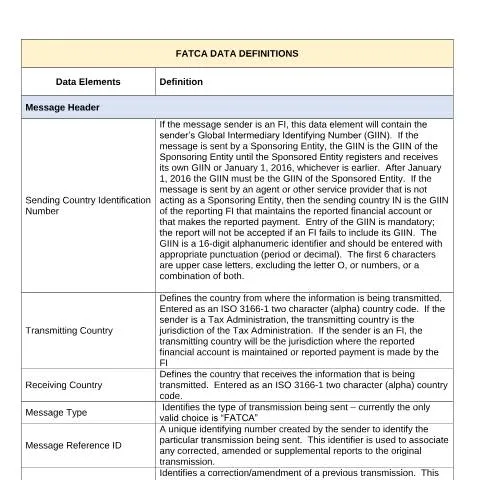 Document preview: FATCA Data Definitions in Jamaica: Compliance Guide — Government & admin (CERFA n°Data+Definitions+27_05_15)