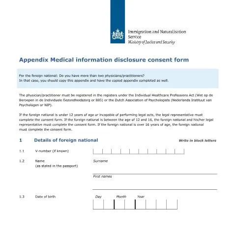 Documentvoorvertoning: Essentie van het Medisch Informatieverstrekking Toestemmingsformulier — Immigratie & visa (CERFA n°7614)
