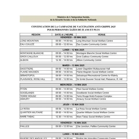 Document preview: Essential Vaccination Information for Mauritian Citizens — Government & admin (CERFA n°Amended-Calender-as-at-15.05.25)