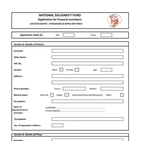 Document preview: Financial Assistance Application for Fowler Bed & Ripple Mattress — Government & admin (Fowler-Bed-Ripple-Mattress)