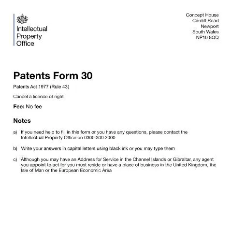 Document preview: Understanding the Cancellation of a Licence of Right — Legal & justice