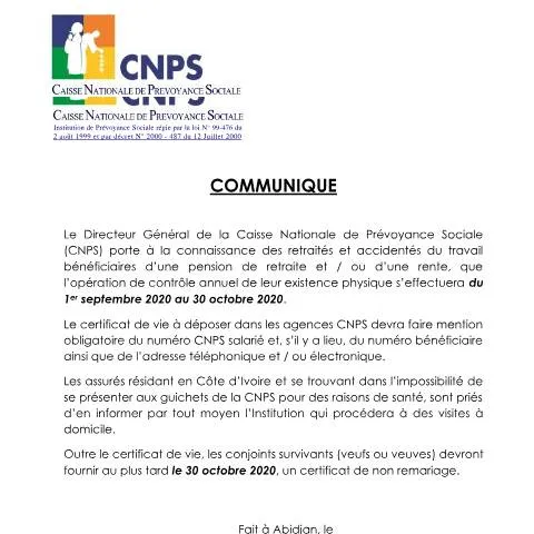 Aperçu du document Opération de contrôle des retraites et rentes en Côte d'Ivoire — Retraite & pension