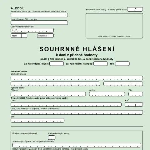 Document preview: Jak vyplnit souhrnné hlášení k dani z přidané hodnoty — Daně a fiskální záležitosti (CERFA n°25 5521/a)