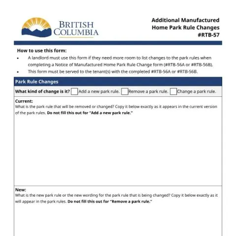 Document preview: Guide to RTB-57: Modifying Manufactured Home Park Rules in BC — Housing (RTB-57)