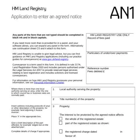 Document preview: How to Register Property Interests Using AN1 Agreed Notice Forms — Legal & justice