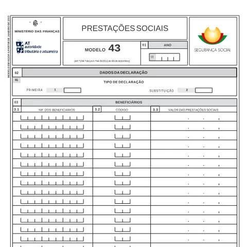 Pré-visualização do documento A Relevância do Modelo 43 nas Prestações Sociais — Impostos (CERFA n°Modelo 43)