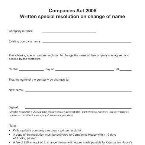 Document preview: Guidelines for Notifying Companies House of a Company Name Change via — Government & admin