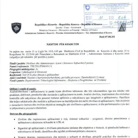 Document preview: Rëndësia e NJOFTIM PËR REKRUTIM për Punëdhënësit në Kosovë — Punë & punësim