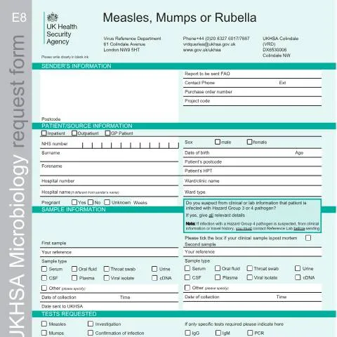 Document preview: When to Use the UKHSA Laboratory MMR Referral Form — Health