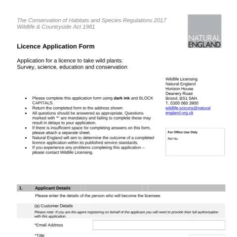 Document preview: How to Apply for Protected Plant Collection Licences in England — Environment & energy