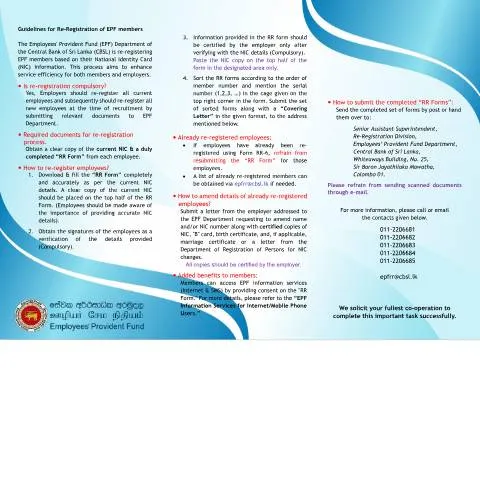 Document preview: Comprehensive Guide to EPF Re-Registration in Sri Lanka — Government & admin